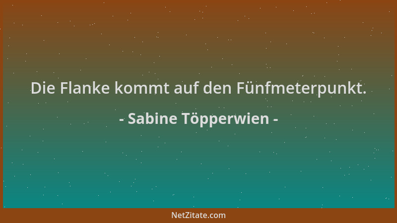 Sabine Töpperwien - Die Flanke kommt auf den Fünfmeterpunkt....