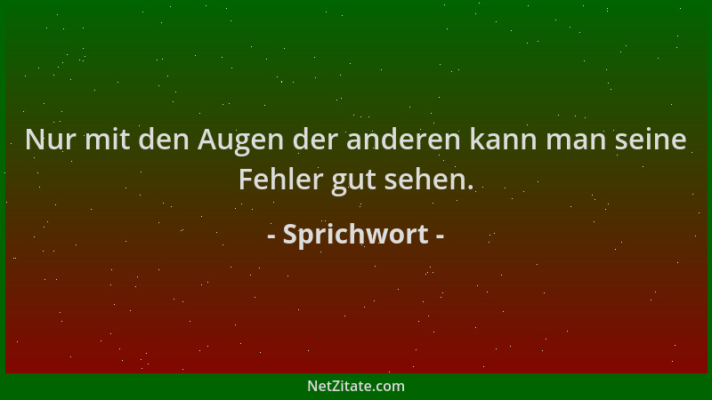 Sprichwort - Nur mit den Augen der anderen kann man seine Fehler gut sehen....