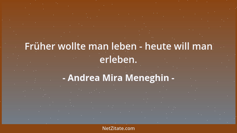 Andrea Mira Meneghin - Früher wollte man leben - heute will man erleben....