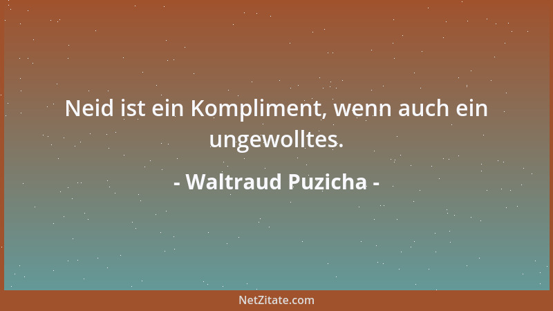 Waltraud Puzicha - Neid ist ein Kompliment, wenn auch ein ungewolltes....
