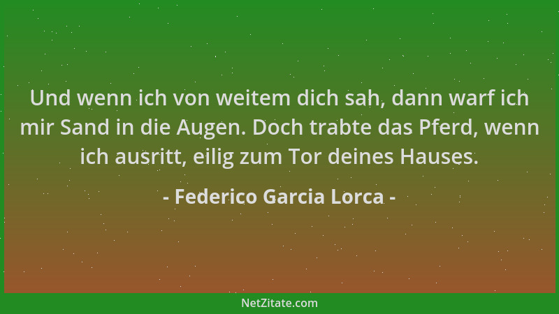 Federico Garcia Lorca - Und wenn ich von weitem dich sah, dann warf ich mir Sand in die Augen. Doch trabte das Pferd, wenn...