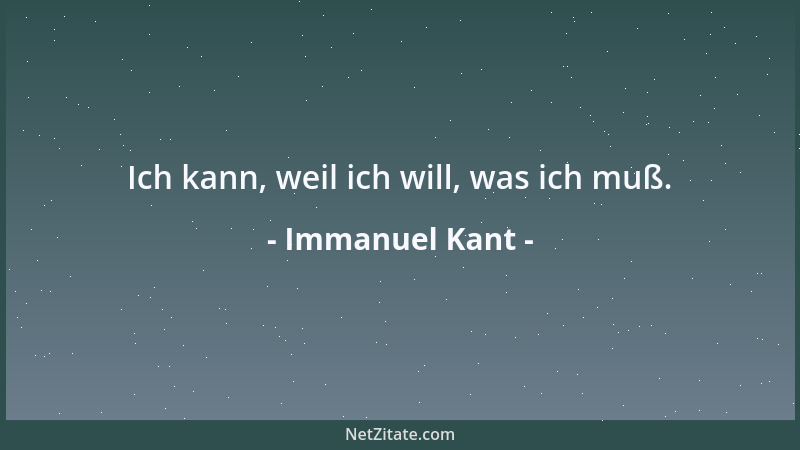 Immanuel Kant - Ich kann, weil ich will, was ich muß....
