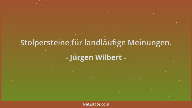 Jürgen Wilbert - Stolpersteine für landläufige Meinungen....
