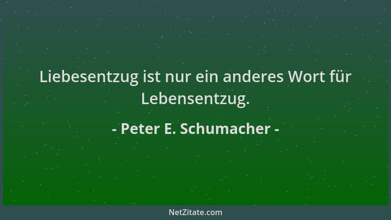 Peter E. Schumacher - Liebesentzug ist nur ein anderes Wort für Lebensentzug....