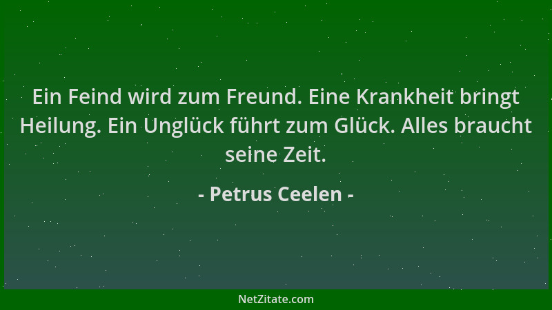 Petrus Ceelen - Ein Feind wird zum Freund. Eine Krankheit bringt Heilung. Ein Unglück führt zum Glück. Alles braucht seine...