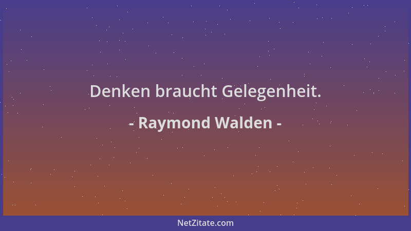 Raymond Walden - Denken braucht Gelegenheit....