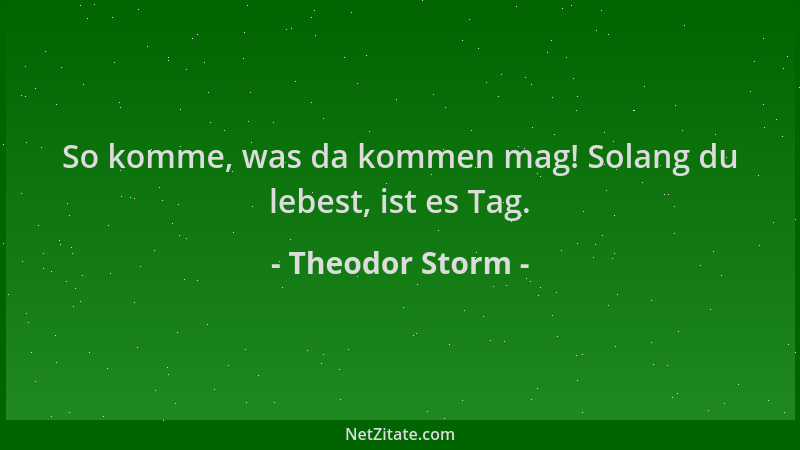 Theodor Storm - So komme, was da kommen mag! Solang du lebest, ist es Tag....