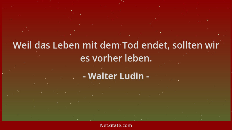 Walter Ludin - Weil das Leben mit dem Tod endet, sollten wir es vorher leben....
