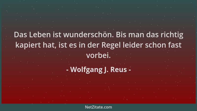 Wolfgang J. Reus - Das Leben ist wunderschön. Bis man das richtig kapiert hat, ist es in der Regel leider schon fast vorbei...