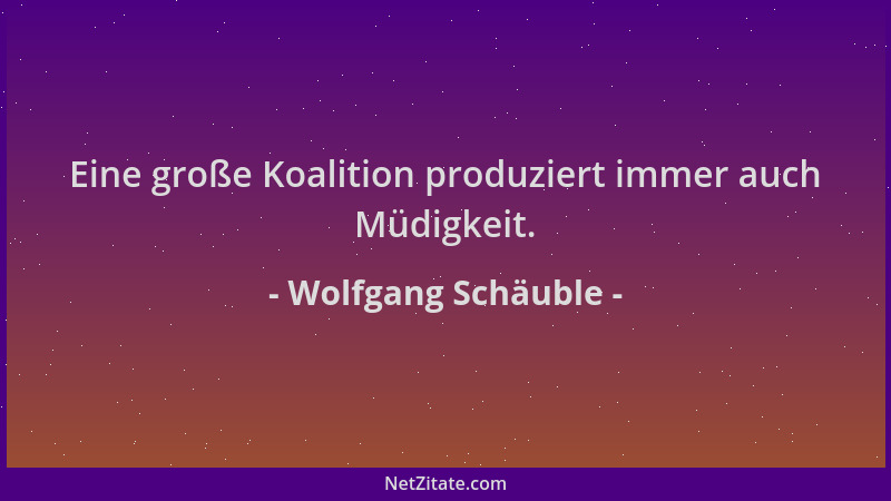 Wolfgang Schäuble - Eine große Koalition produziert immer auch Müdigkeit....