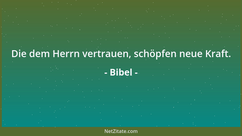 Bibel - Die dem Herrn vertrauen, schöpfen neue Kraft....