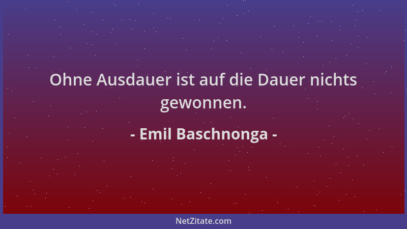 Emil Baschnonga - Ohne Ausdauer ist auf die Dauer nichts gewonnen....