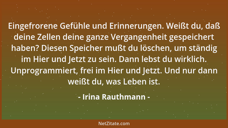 Irina Rauthmann - Eingefrorene Gefühle und Erinnerungen. Weißt du, daß deine Zellen deine ganze Vergangenheit gespeichert h...
