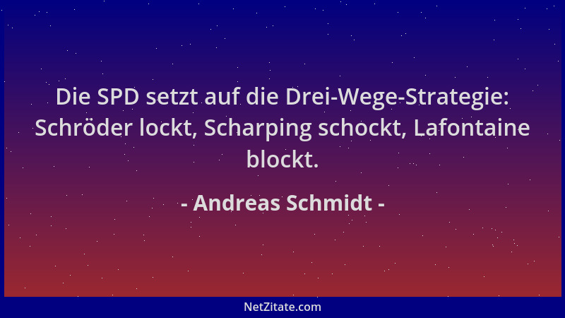 Andreas Schmidt - Die SPD setzt auf die Drei-Wege-Strategie: Schröder lockt, Scharping schockt, Lafontaine blockt....
