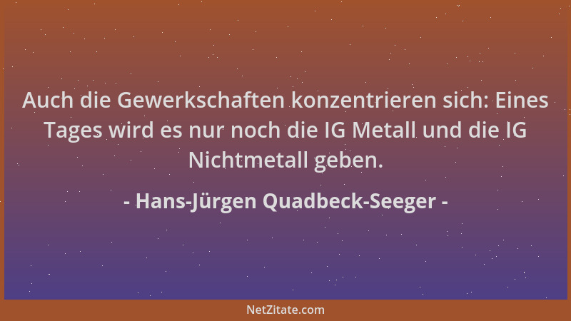 Hans-Jürgen Quadbeck-Seeger - Auch die Gewerkschaften konzentrieren sich: Eines Tages wird es nur noch die IG Metall und di...