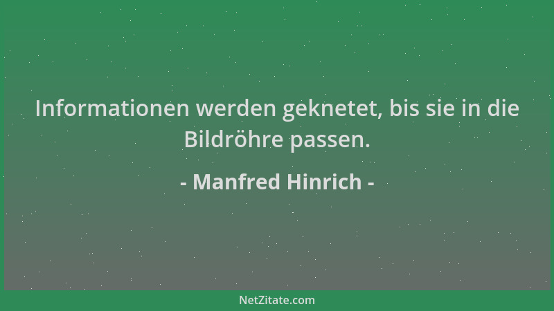 Manfred Hinrich - Informationen werden geknetet, bis sie in die Bildröhre passen....