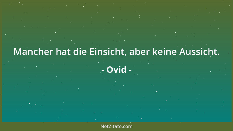 Ovid - Mancher hat die Einsicht, aber keine Aussicht....