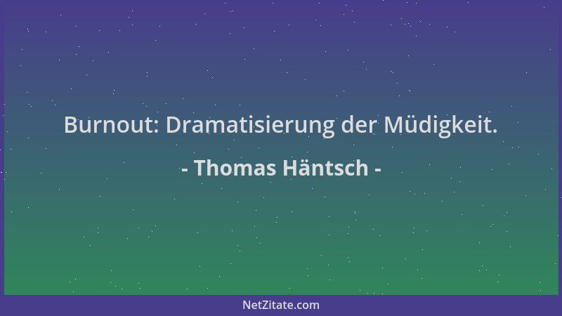 Thomas Häntsch - Burnout: Dramatisierung der Müdigkeit....