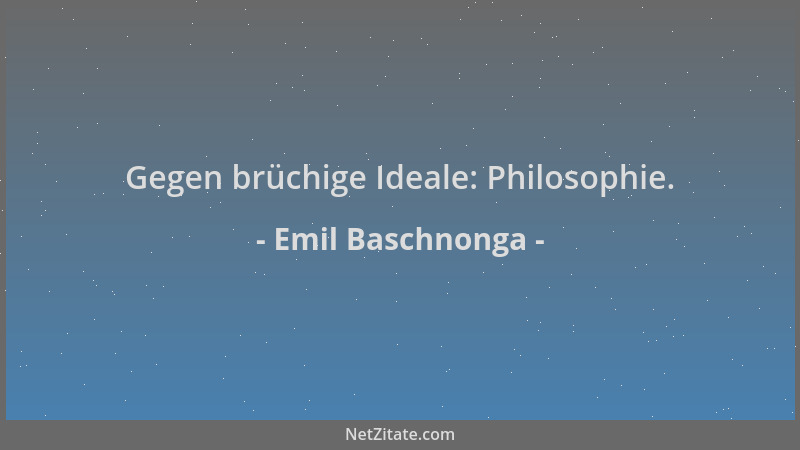Emil Baschnonga - Gegen brüchige Ideale: Philosophie....