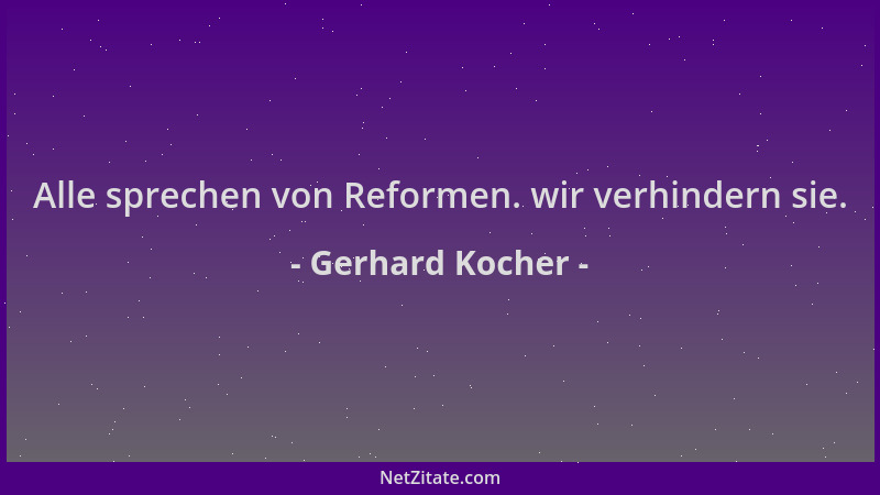 Gerhard Kocher - Alle sprechen von Reformen. wir verhindern sie....