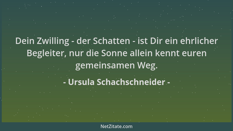 Ursula Schachschneider - Dein Zwilling - der Schatten - ist Dir ein ehrlicher Begleiter, nur die Sonne allein kennt euren g...