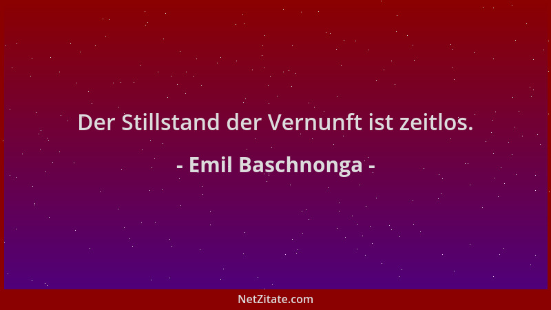 Emil Baschnonga - Der Stillstand der Vernunft ist zeitlos....