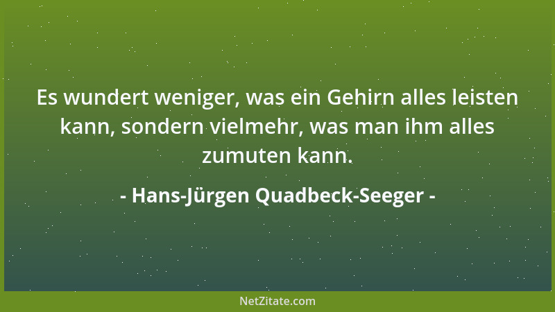 Hans-Jürgen Quadbeck-Seeger - Es wundert weniger, was ein Gehirn alles leisten kann, sondern vielmehr, was man ihm alles zu...