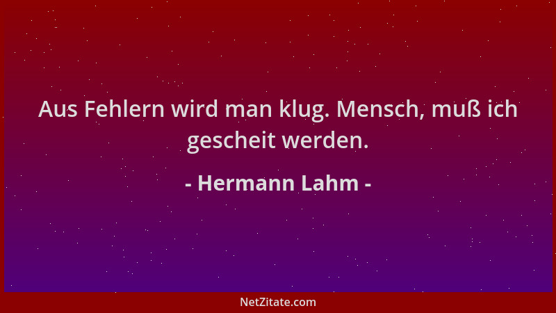 Hermann Lahm - Aus Fehlern wird man klug. Mensch, muß ich gescheit werden....