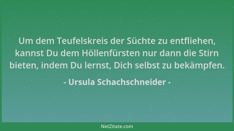 Ursula Schachschneider - Um dem Teufelskreis der Süchte zu entfliehen, kannst Du dem Höllenfürsten nur dann die Stirn biete...