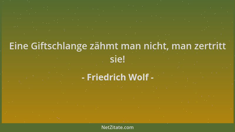 Friedrich Wolf - Eine Giftschlange zähmt man nicht, man zertritt sie!...