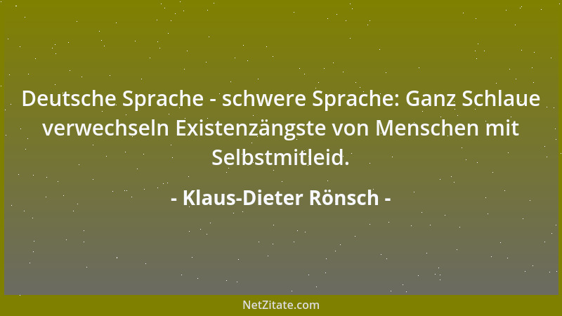 Klaus-Dieter Rönsch - Deutsche Sprache - schwere Sprache: Ganz Schlaue verwechseln Existenzängste von Menschen mit Selbstmi...