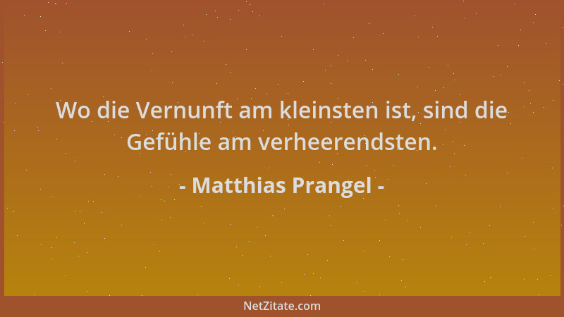 Matthias Prangel - Wo die Vernunft am kleinsten ist, sind die Gefühle am verheerendsten....
