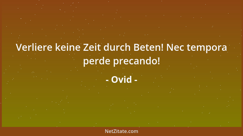 Ovid - Verliere keine Zeit durch Beten! Nec tempora perde precando!...