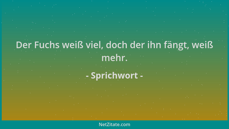 Sprichwort - Der Fuchs weiß viel, doch der ihn fängt, weiß mehr....