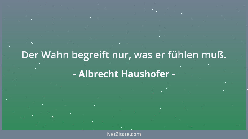 Albrecht Haushofer - Der Wahn begreift nur, was er fühlen muß....