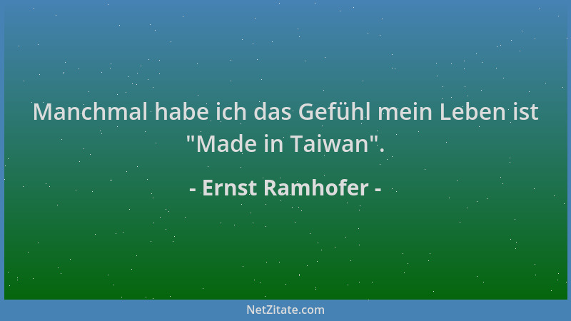 Ernst Ramhofer - Manchmal habe ich das Gefühl mein Leben ist  "Made in Taiwan "....