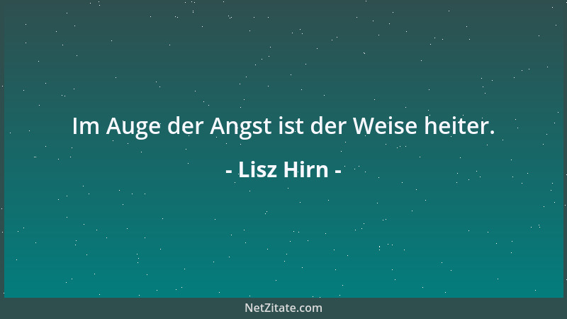 Lisz Hirn - Im Auge der Angst ist der Weise heiter....