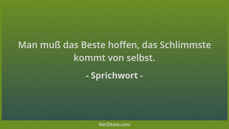 Sprichwort - Man muß das Beste hoffen, das Schlimmste kommt von selbst....