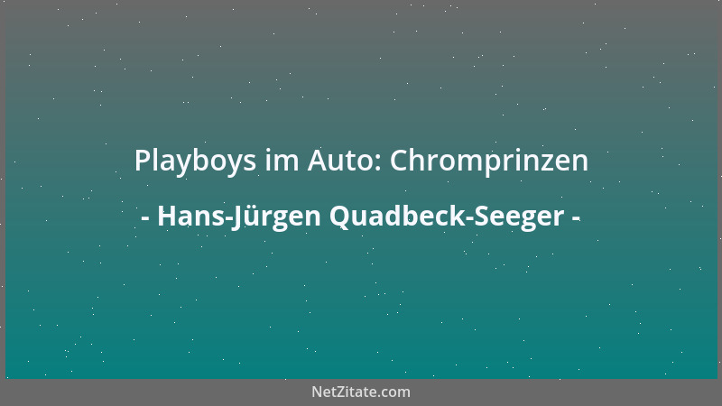 Hans-Jürgen Quadbeck-Seeger - Playboys im Auto: Chromprinzen...