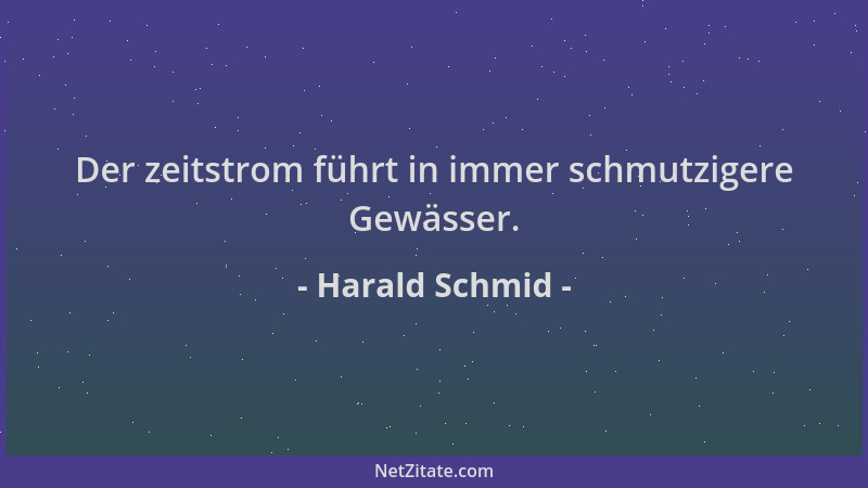 Harald Schmid - Der zeitstrom führt in immer schmutzigere Gewässer....