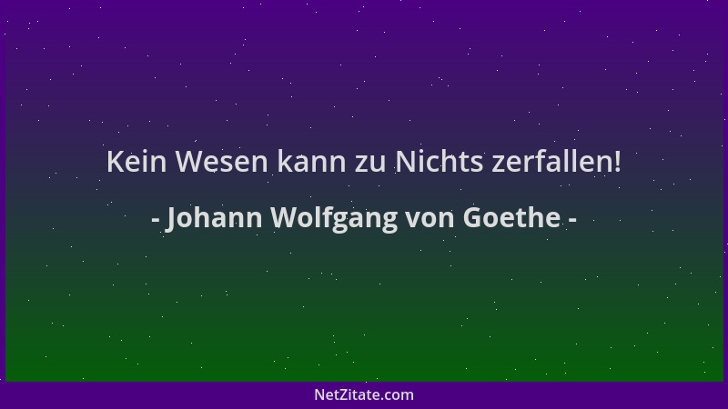 Johann Wolfgang von Goethe - Kein Wesen kann zu Nichts zerfallen!...