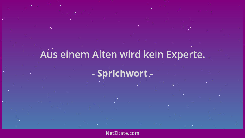 Sprichwort - Aus einem Alten wird kein Experte....