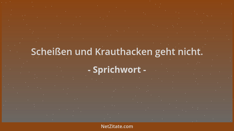 Sprichwort - Scheißen und Krauthacken geht nicht....