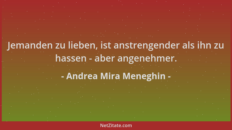 Andrea Mira Meneghin - Jemanden zu lieben, ist anstrengender als ihn zu hassen - aber angenehmer....