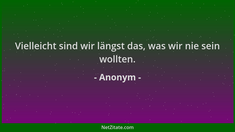 Anonym - Vielleicht sind wir längst das, was wir nie sein wollten....