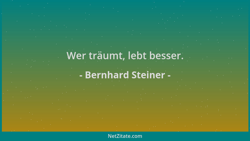 Bernhard Steiner - Wer träumt, lebt besser....