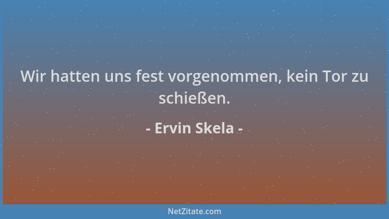 Ervin Skela - Wir hatten uns fest vorgenommen, kein Tor zu schießen....