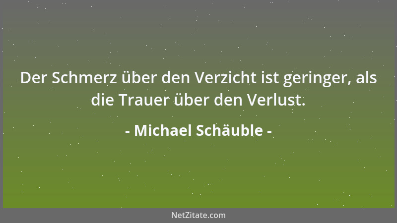 Michael Schäuble - Der Schmerz über den Verzicht ist geringer, als die Trauer über den Verlust....