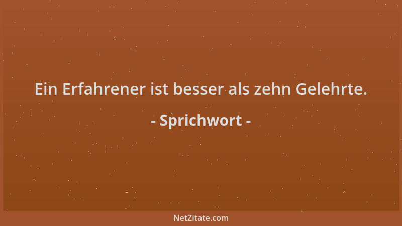 Sprichwort - Ein Erfahrener ist besser als zehn Gelehrte....