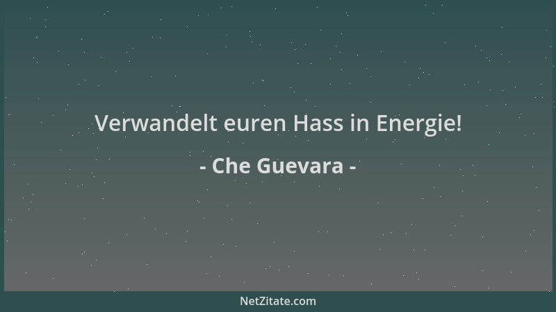 Che Guevara - Verwandelt euren Hass in Energie!...